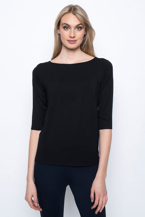 ¾ Sleeve Boat Neck Top