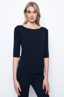 ¾ Sleeve Boat Neck Top