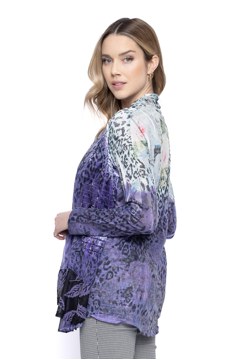 Long Sleeve Mixed Fabric Top Side View
