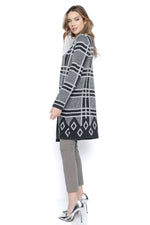 Plaid Diamond Jacquard Cardigan Side View