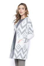 Two-Tone Geometric Cardigan Front View