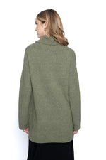 Draped Neck Asymmetrical Sweater Top Fern Back View