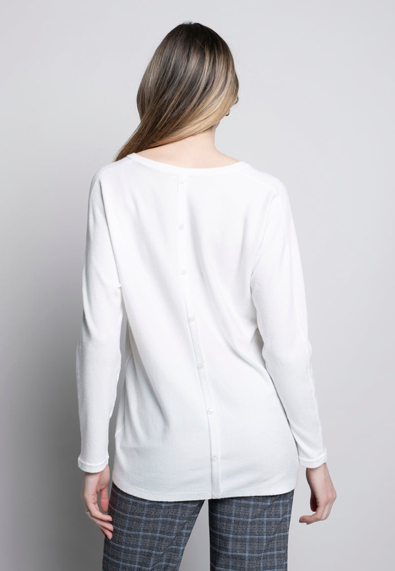 V-Neck Top With Button Trim Back View