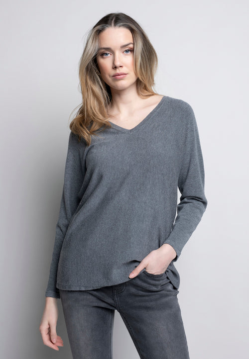 V-Neck Top With Button Trim Front View