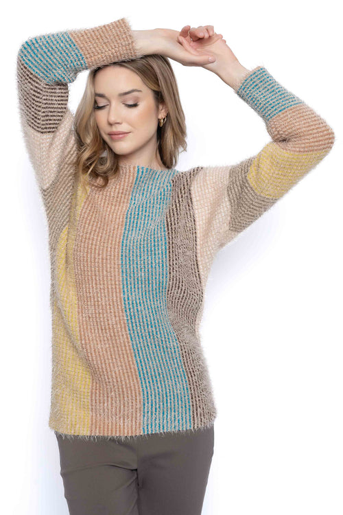 Multicolor Stripe Sweater Top Front View