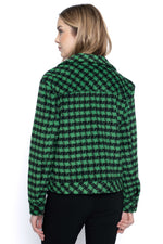 Button-Front Cropped Jacket Emerald Back View