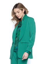 Shawl Collar Blazer Front View Emerald