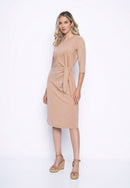 3/4 Sleeves Mid-Length Dress With Tie Side Detail Front View