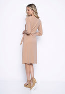 3/4 Sleeves Mid-Length Dress With Tie Side Detail Back View