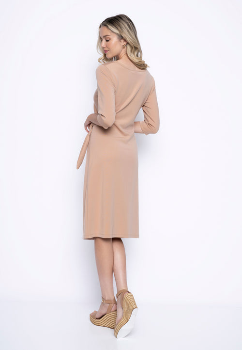 3/4 Sleeves Mid-Length Dress With Tie Side Detail Back View