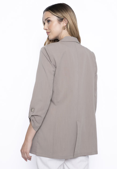 Crepe Suiting 3/4 Sleeve Blazer Back View