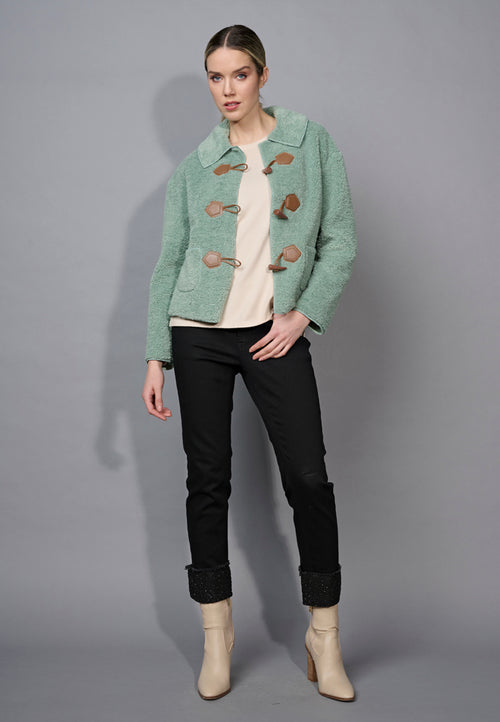 Cut-Out Embellished Ankle-Length Cuffed Jeans Front View