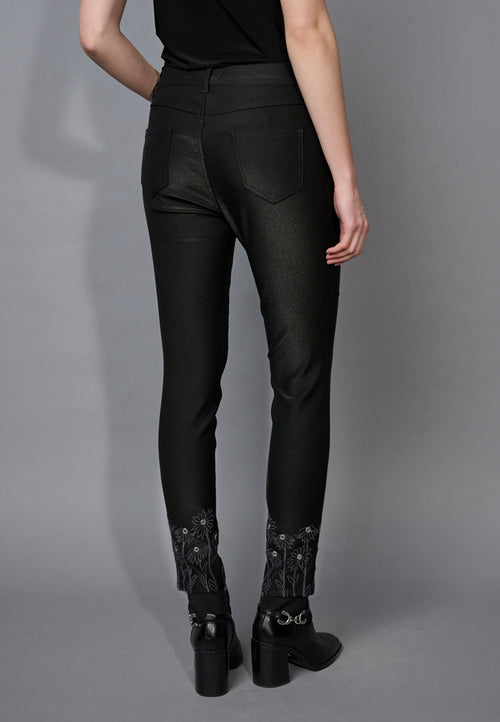 Embroidered Slim-Leg Ankle Pants Back View