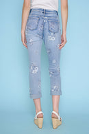 Printed Cropped Cuffed Jeans Back View