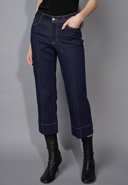 Wide-Leg Cropped Jeans Front View