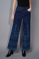 Printed Wide-Leg Full-Length Jeans
