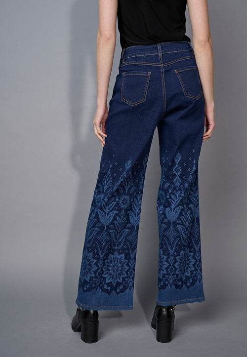 Printed Wide-Leg Full-Length Jeans Back View