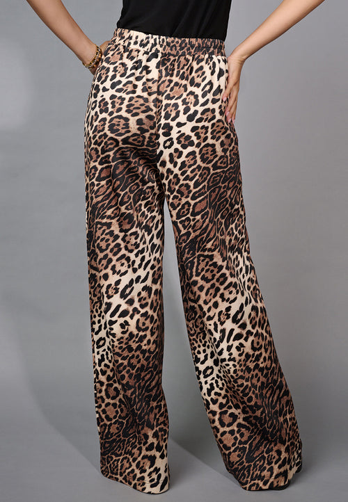 Animal Print Wide-Leg Pants