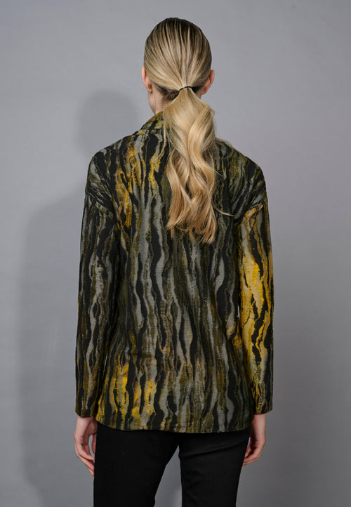 Clipped Jacquard Drawstring Neck Top Back View