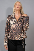 Animal Print Half-Zip Top