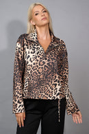 Animal Print Half-Zip Top