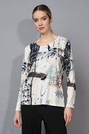 Custom-Printed Crew Neck Soft-Knit Top