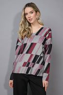 V-Neck Abstract Printed Top