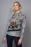 Draped Neck Scribble Printed Top
