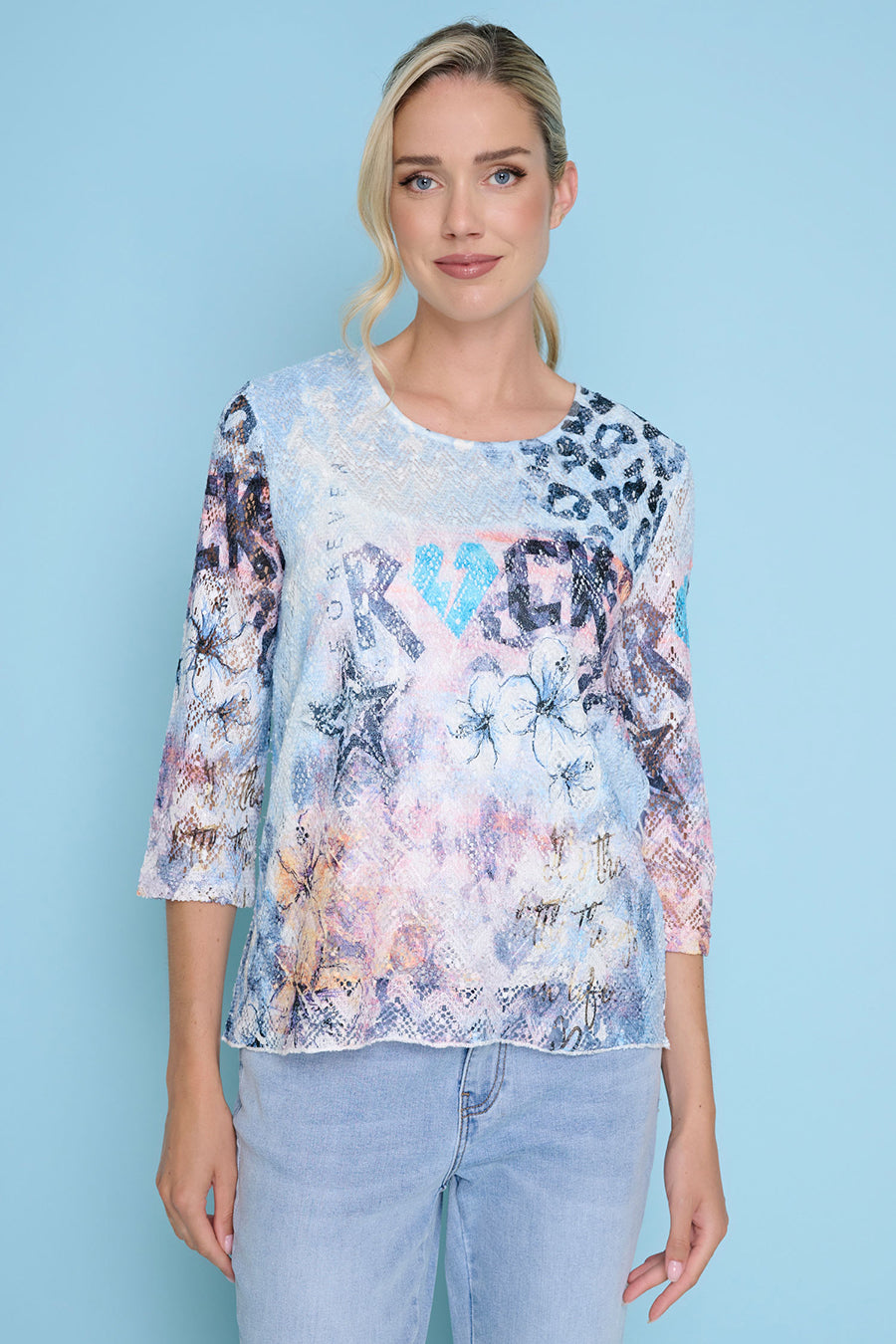 3/4 Sleeves Printed Top