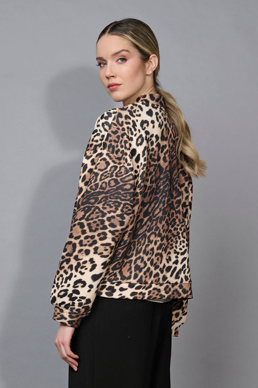 Animal Print Zip-Front Jacket
