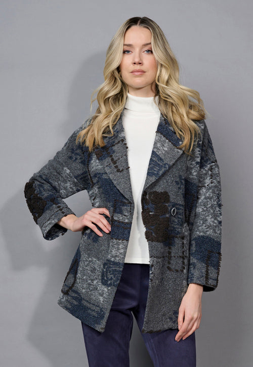 Textured Lapel Collar Jacket Front View