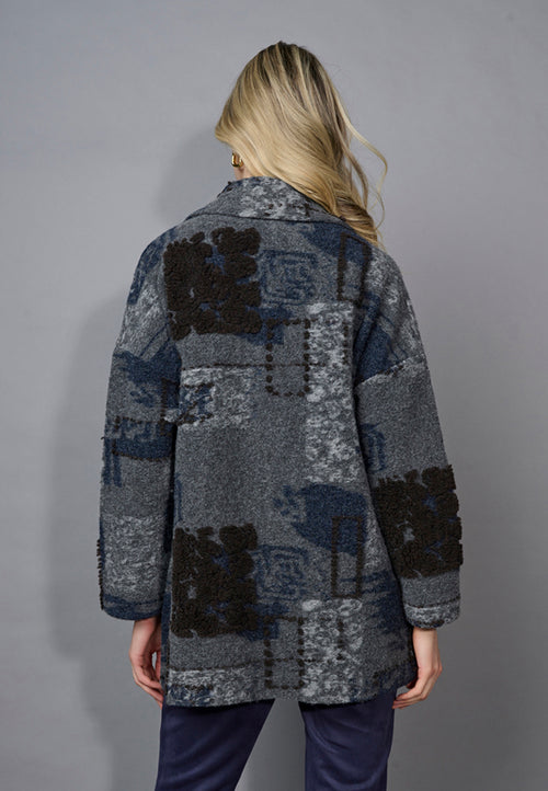 Textured Lapel Collar Jacket Back View