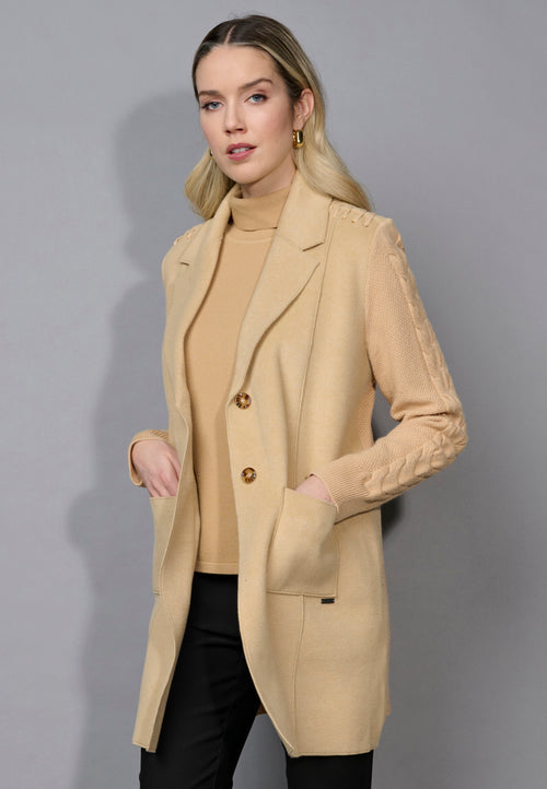 Sweater-Trimmed Jacket Front View