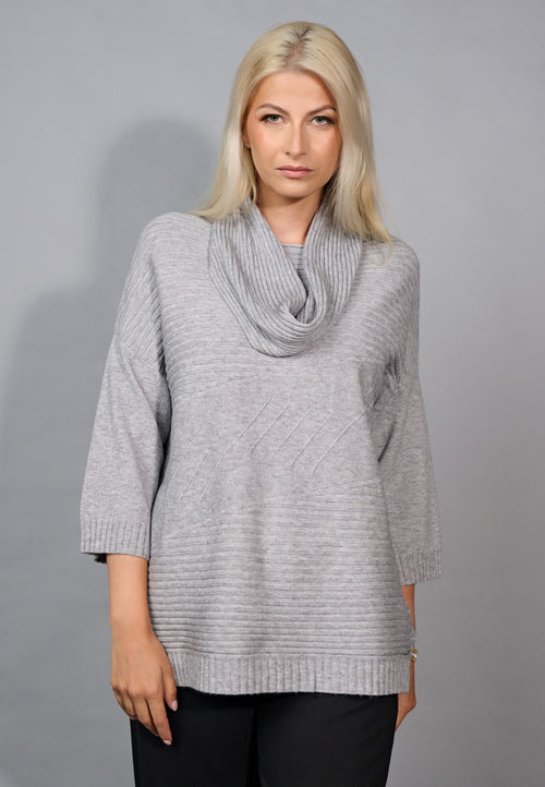 3/4 Sleeves Geometrical Top Front View