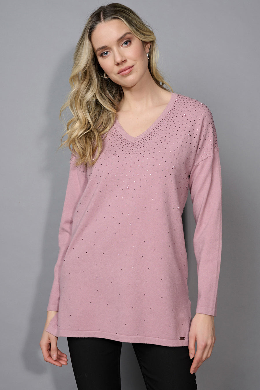 Embellished V-Neck Top