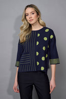 3/4 Sleeves Striped Polka-Dot Top