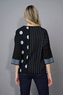 3/4 Sleeves Striped Polka-Dot Top