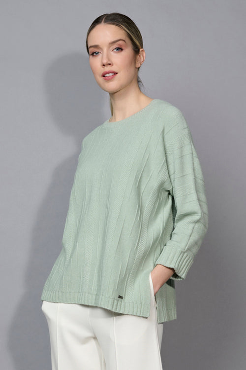 3/4 Sleeves Textured Top With Side Slits