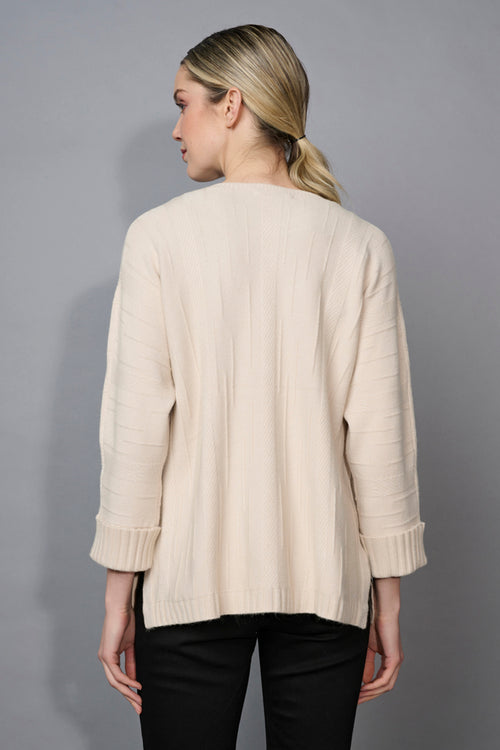3/4 Sleeves Textured Top With Side Slits