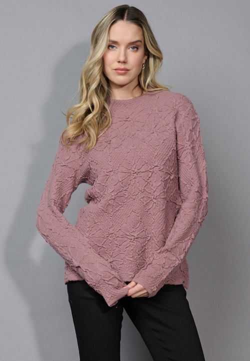 Funnel Neck Textured Top Front View