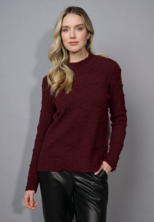 Funnel Neck Textured Top Front View