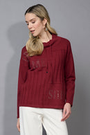 Mock-Neck Drawstring Top