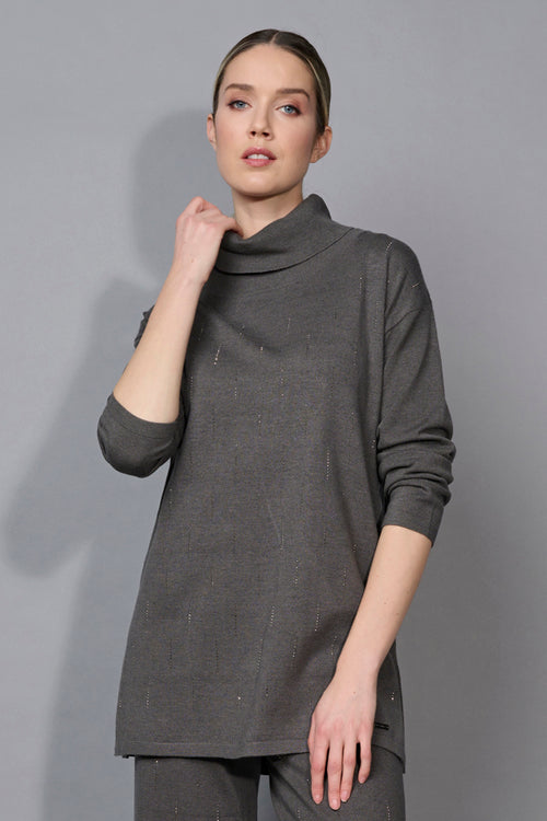 Draped Neck Embellished Tunic