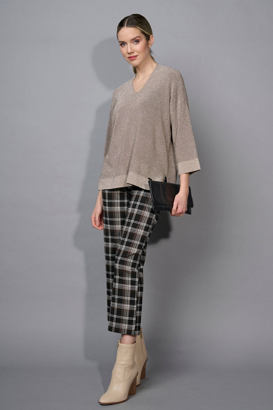 V-Neck Metallic Top
