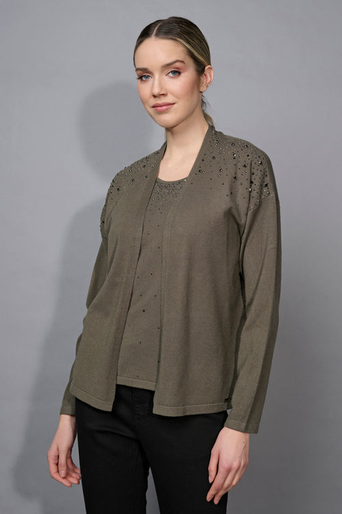 Embellished Open-Front Jacket