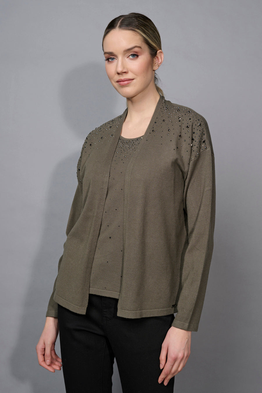 Embellished Open-Front Jacket
