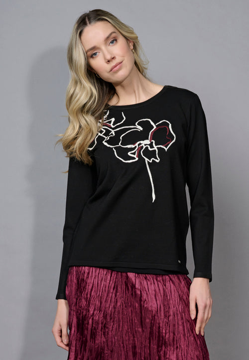 Floral Embroidery Top Front View