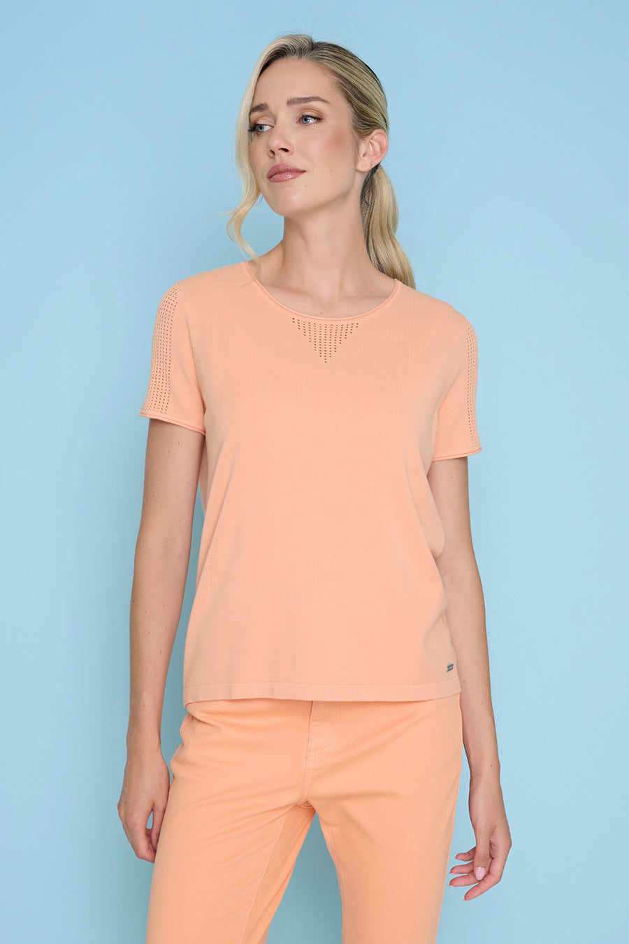 Short-Sleeve Pointelle Details Top