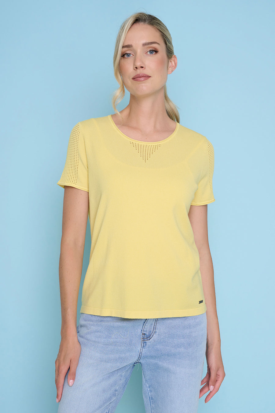 Short-Sleeve Pointelle Details Top