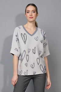 Stone-Embellished Heart Top